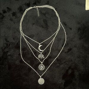 $7 each or 2 for $10 Silver Layered Charm Necklace